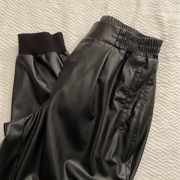 ATM Anthony Thomas Melillo Black Faux Leather Jogger Pants - Picture 7 of 15